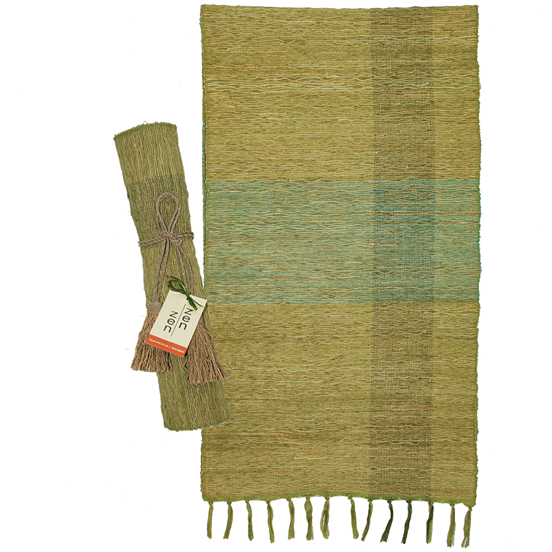 Vetiver Table Runner - Green Blocks