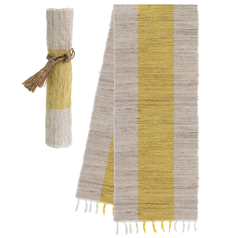 Vetiver Table Runner - Sunshine Yellow Stripe