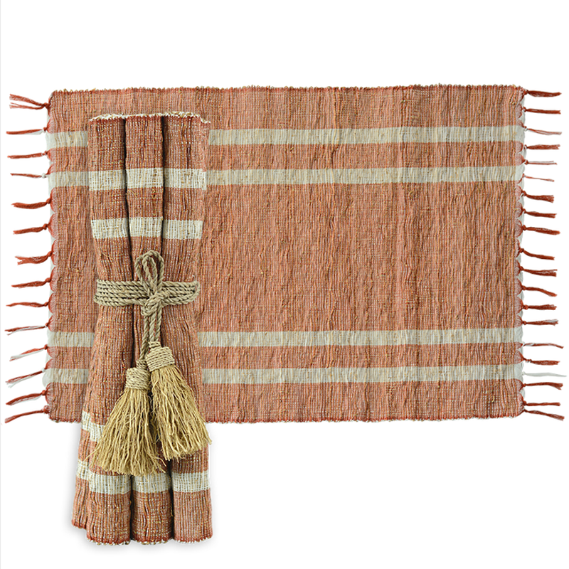 Vetiver Placemat  (Terracotta Stripe/Spice)