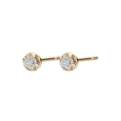 14K Tiny Diamond Prong Studs - KESTREL