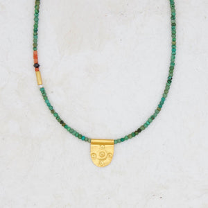 Antique Turquoise Talisman Necklace - Large Tab