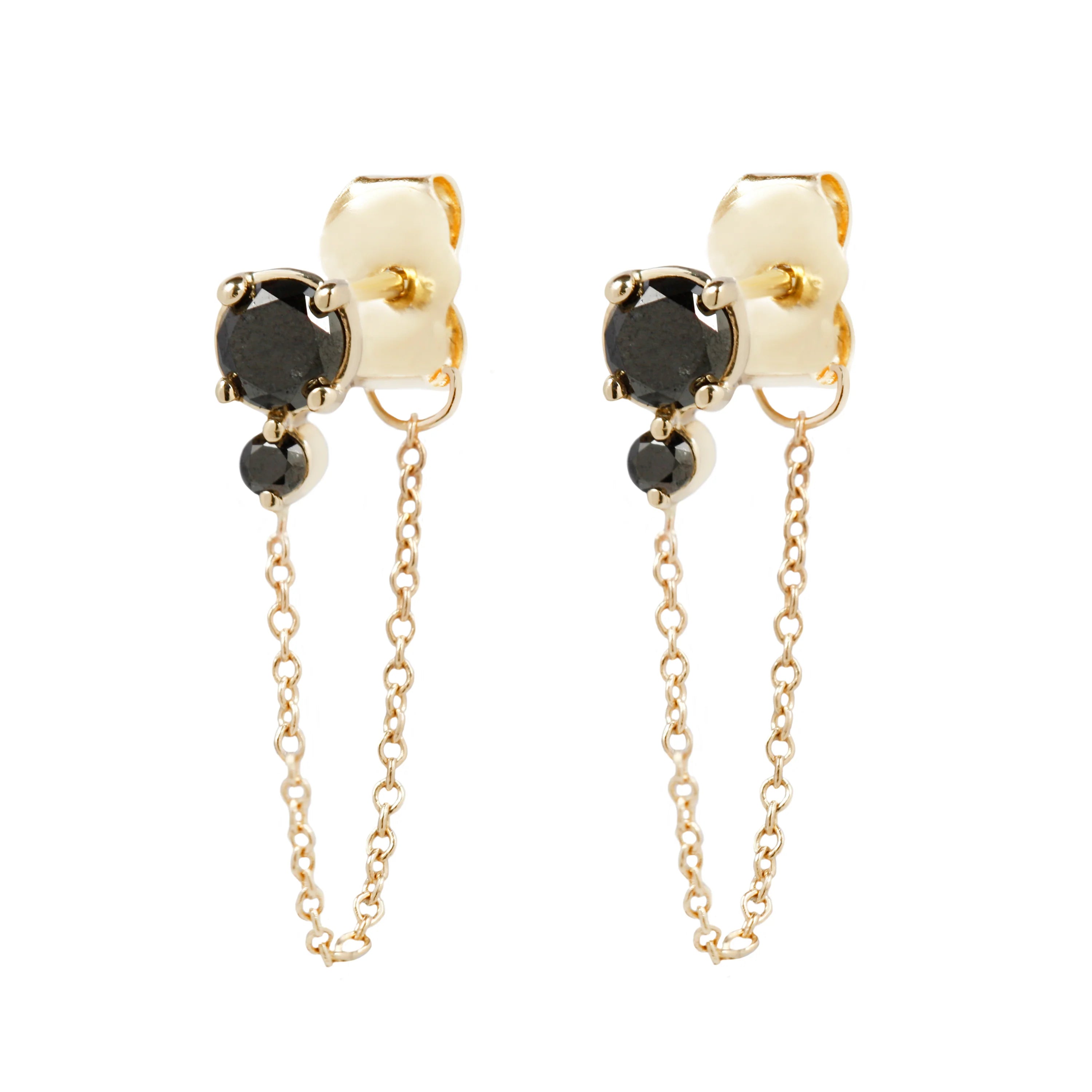 Double Black Diamond Chain Studs