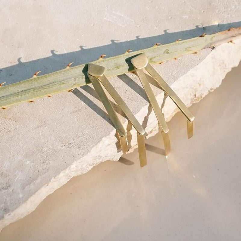 Brass Bambu Shoot Stud Earrings