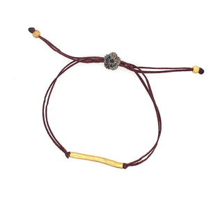 Golden Bar Bracelet on Brown