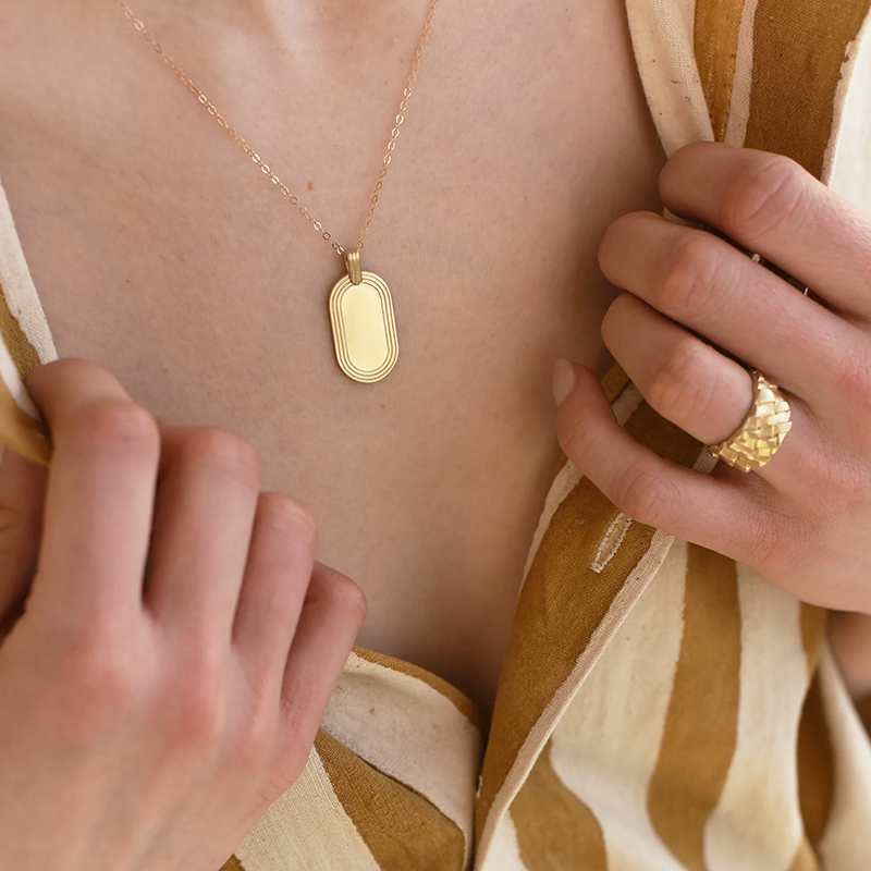 Brass Oval Mirror Necklace