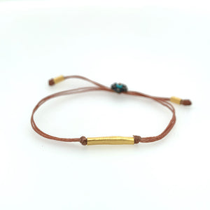 Golden Bar Bracelet on Brown