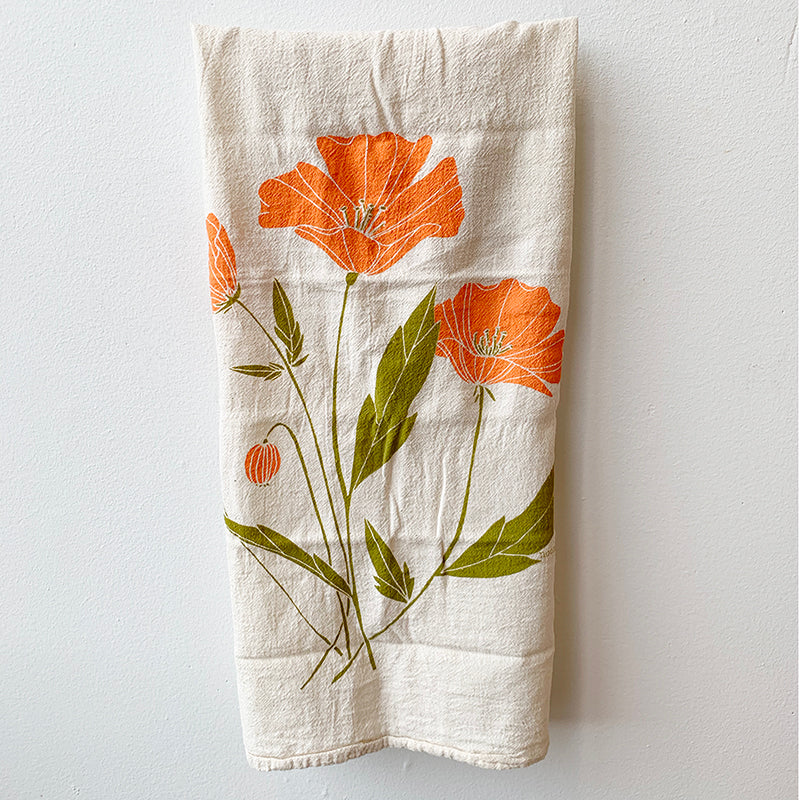 California Poppy Tea Towel