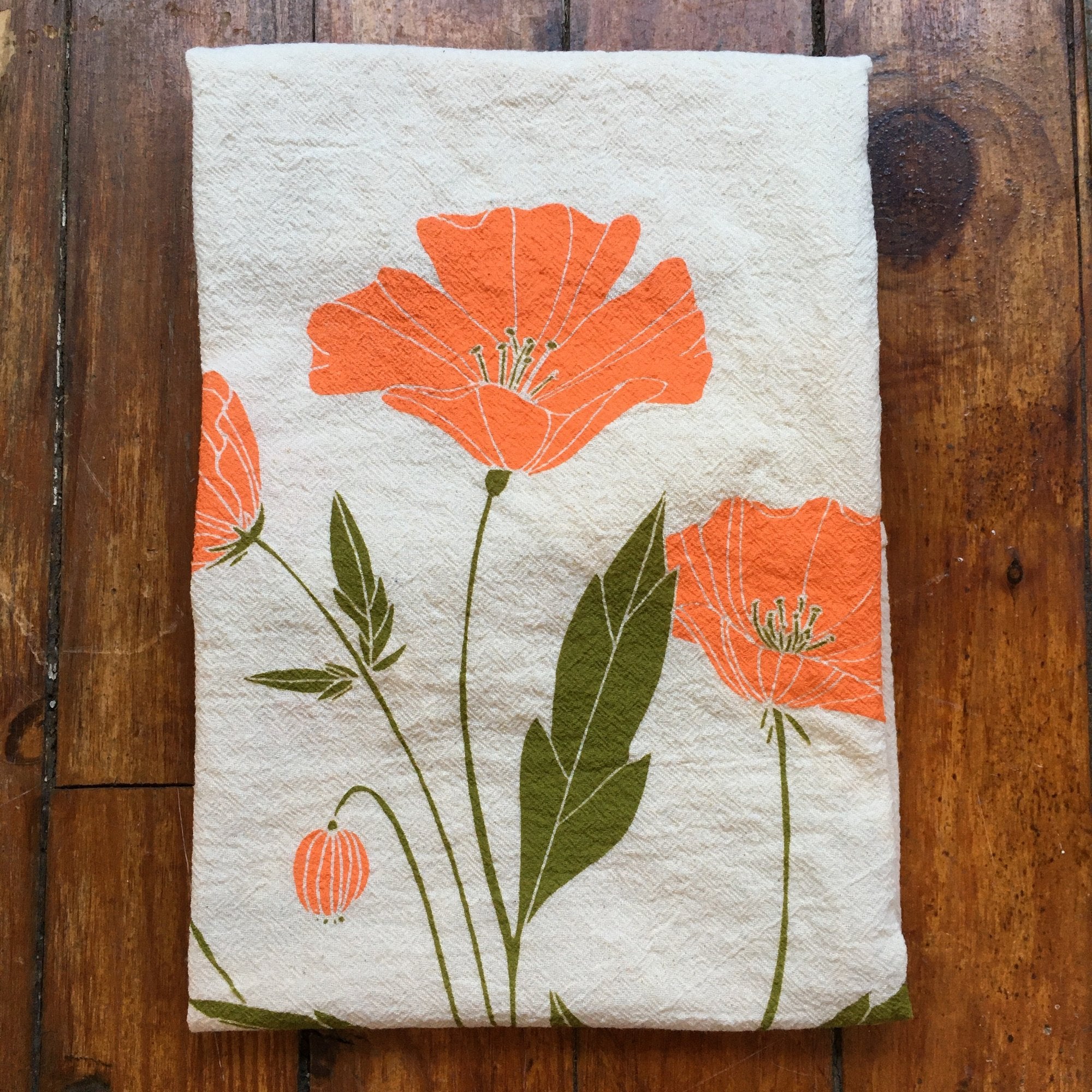 California Poppy Tea Towel