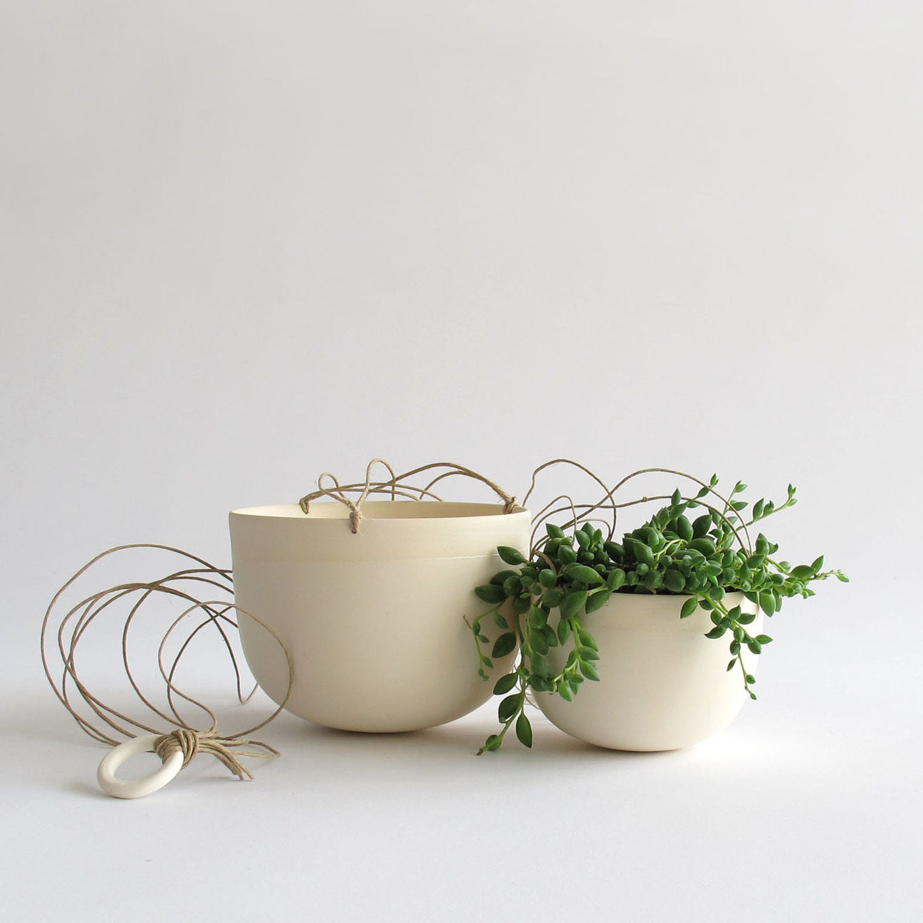 White Stoneware Hanging Planter - KESTREL