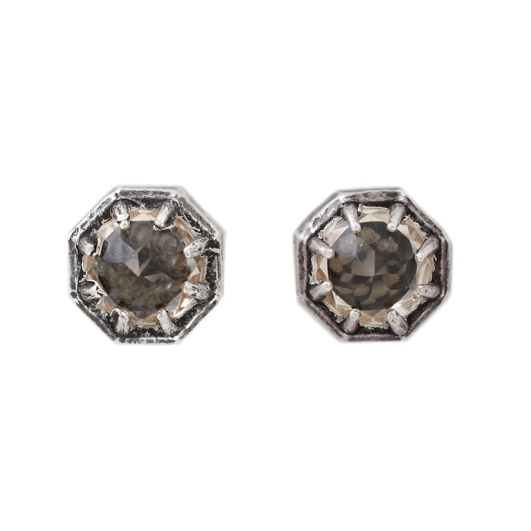 Octagonal Champagne Quartz Studs - KESTREL