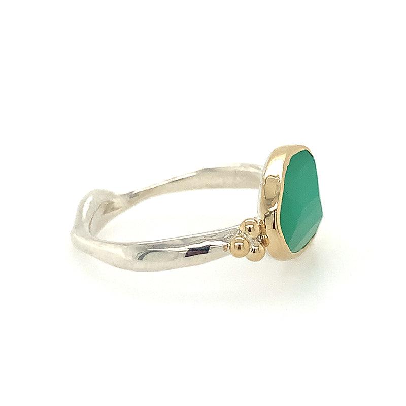 14k + SS Chrysoprase Ring