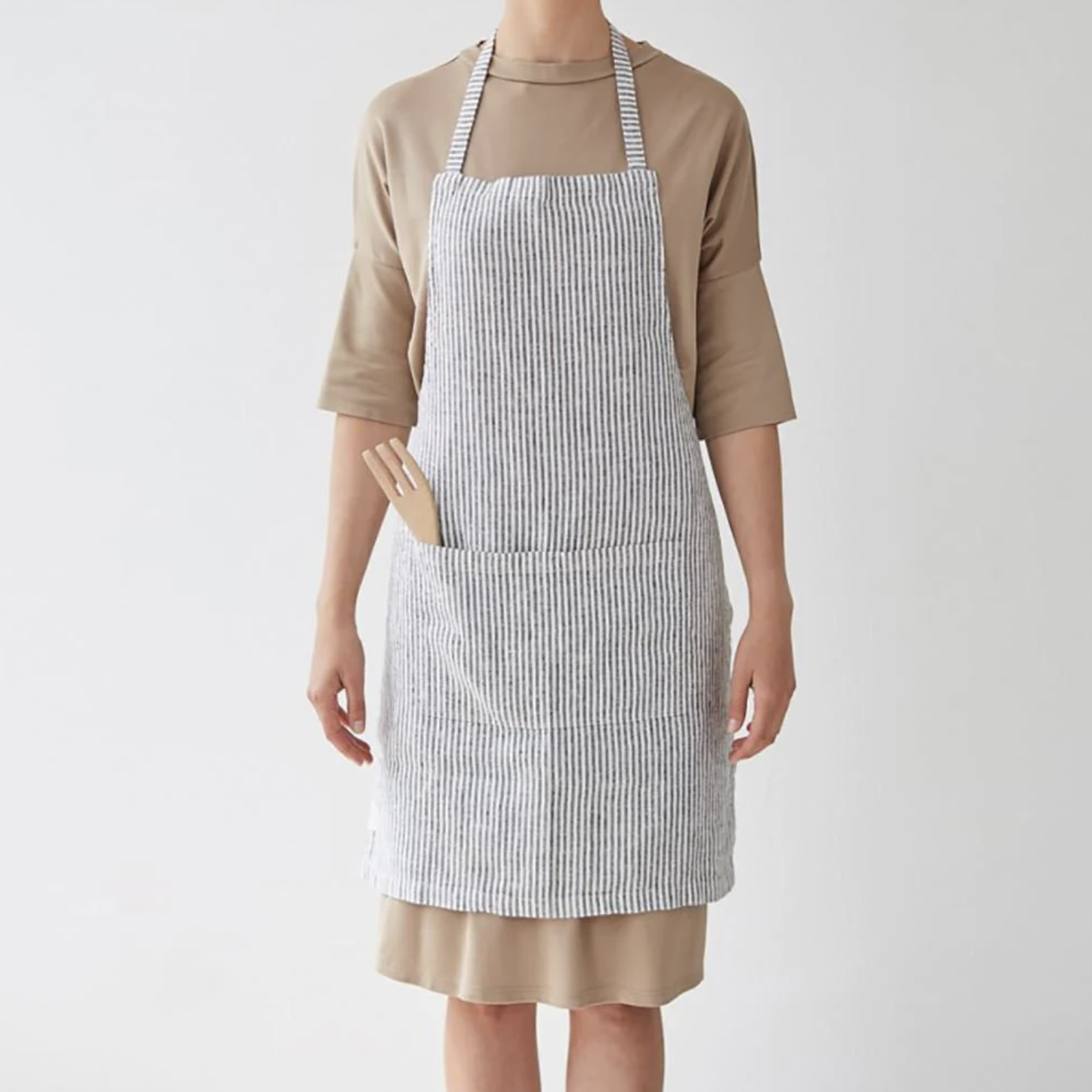 Linen Tales Daily Apron - Thin Black Stripes