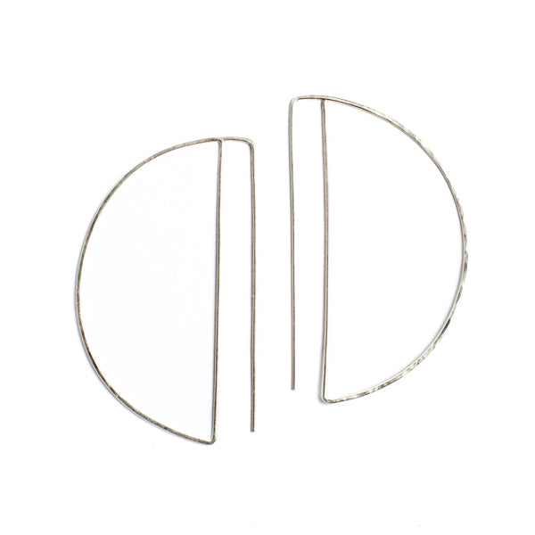 Medium Deco Hoops (Sterling)