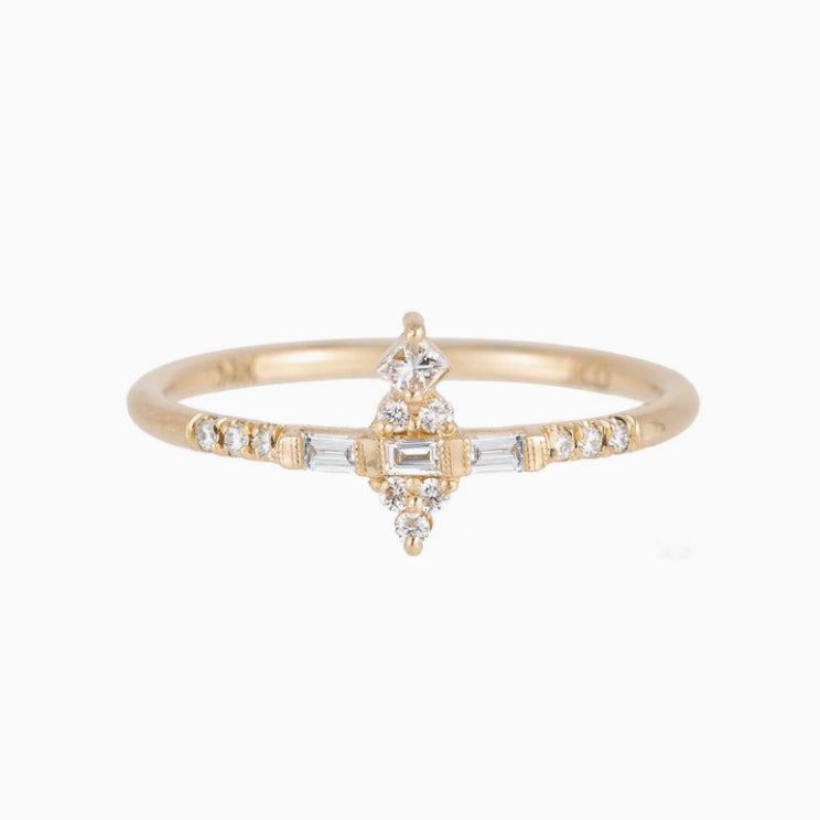 14k Diamond Temple Ring