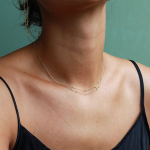 18k Double Strand Gold Dust Necklace