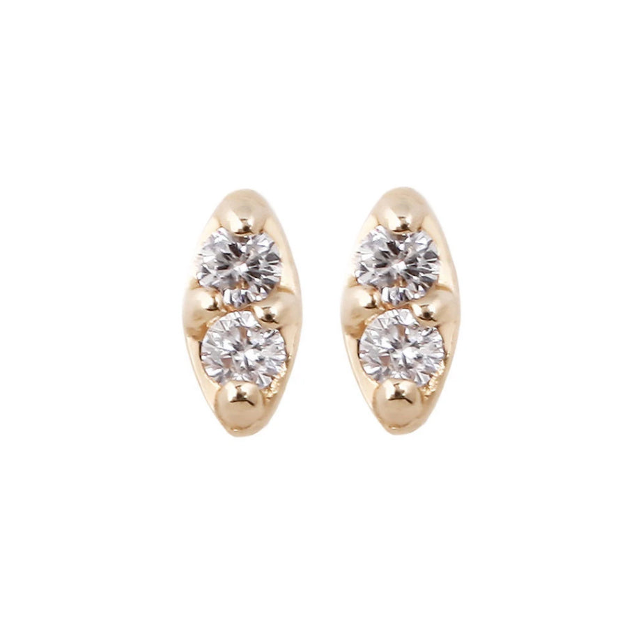 14k Duet White Diamond Studs