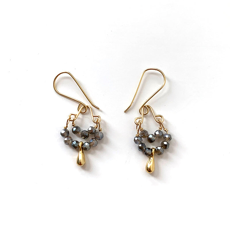 Seed Bead Chandelier Earrings - Labradorite