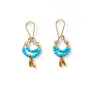 Seed Bead Chandelier Earrings - Turquoise