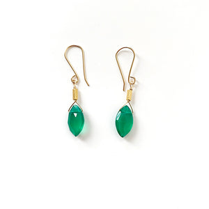 Green Onyx Leaf Earrings