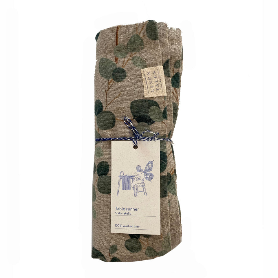 Linen Table Runner - Eucalyptus Print