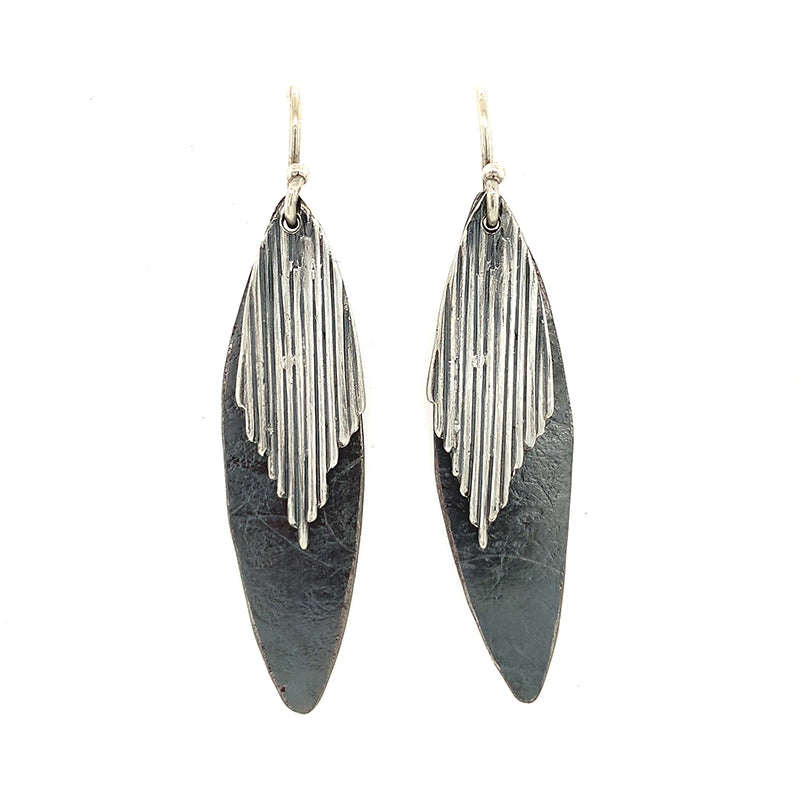 Ox. Sterling Earrings with Feather Charm