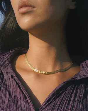 18k Plated Brass Herringbone Necklace