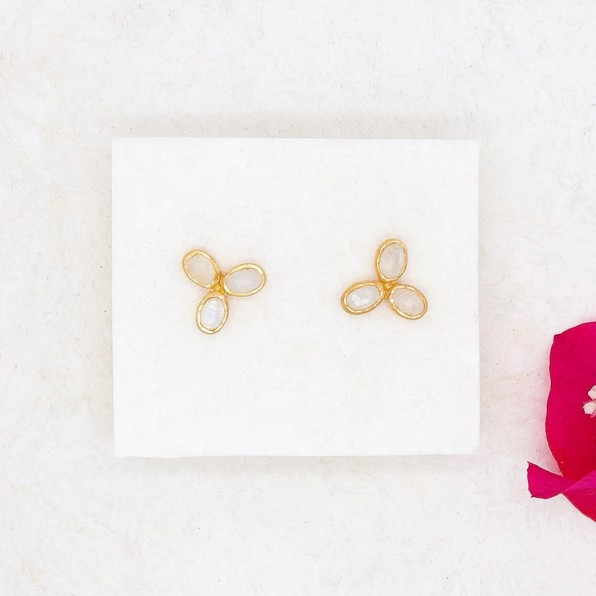 Moonstone Flower Studs
