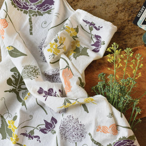 Flowering Veggies Tea Towel