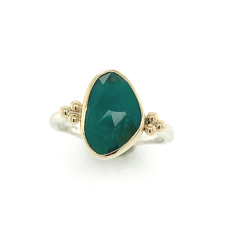 SS + 14K Gem Silica Ring