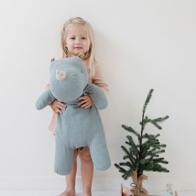 Large Stuffed Rhino - Dusty Blue