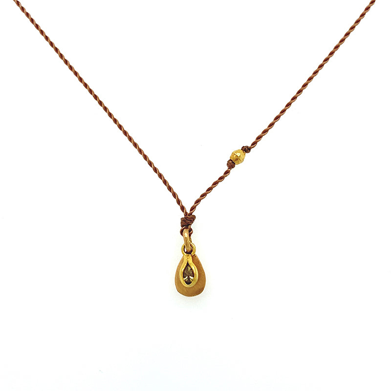 Gold Petal + Diamond Charm Necklace