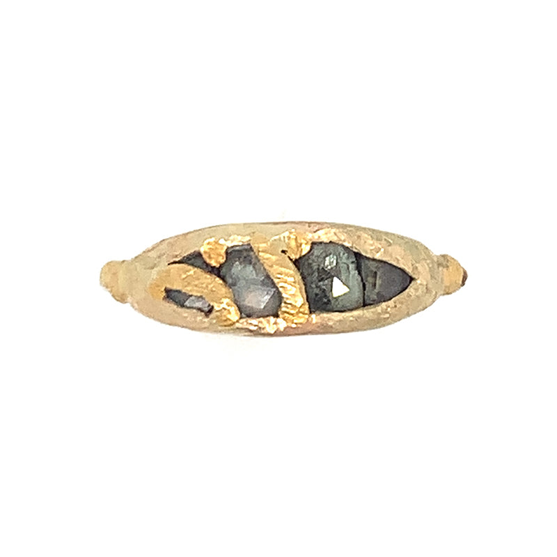 Chunky Rosecut Diamond "Pod" Ring - Yellow Gold