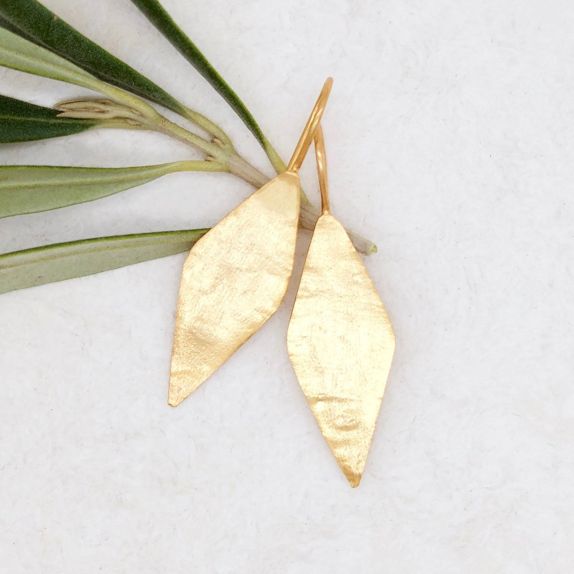 Golden Diamond-Shaped Dangle Earrings