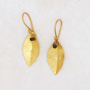 Golden Leaves Black Diamond Earrings