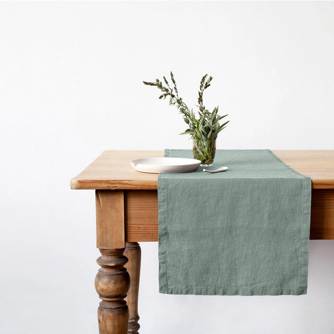 Linen Table Runner - Green Milieu