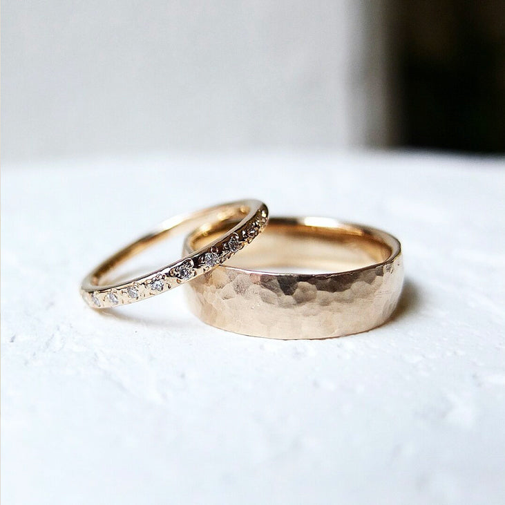 14k Gold 5mm Hammered Band