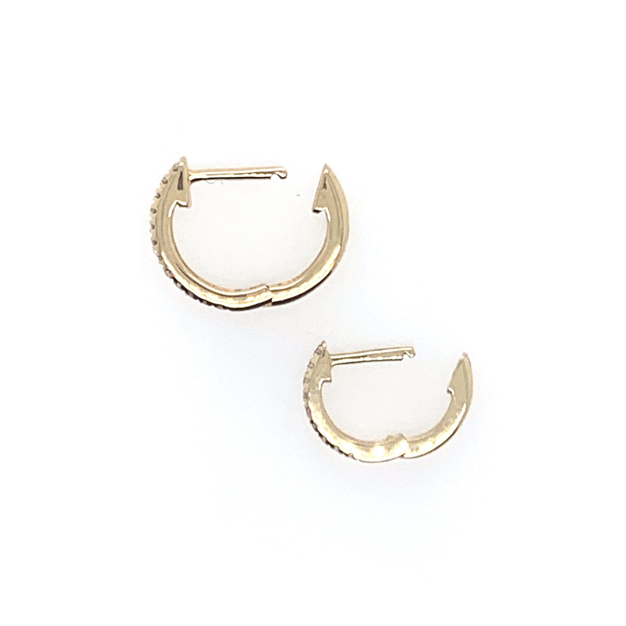 14k MINI Simple Huggies - YG w/ Diamonds