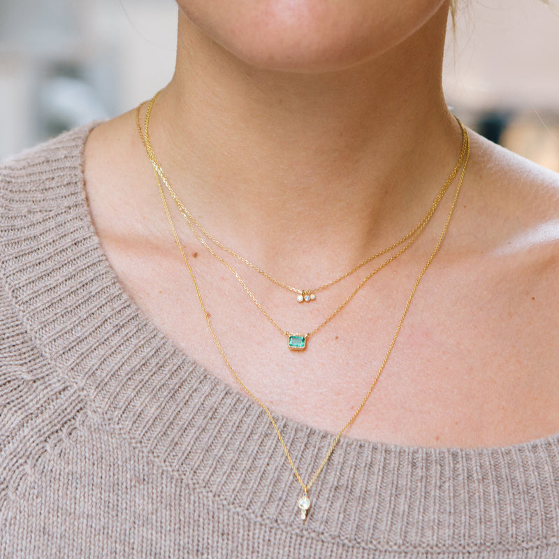 14K Moon Drop Charm Necklace - KESTREL