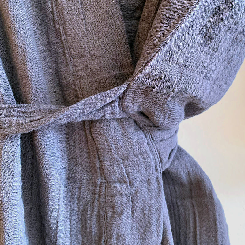 Cotton Kimono Robe - Navy