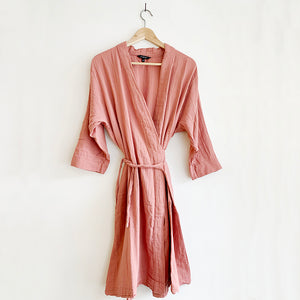 Cotton Kimono Robe - Rosewood