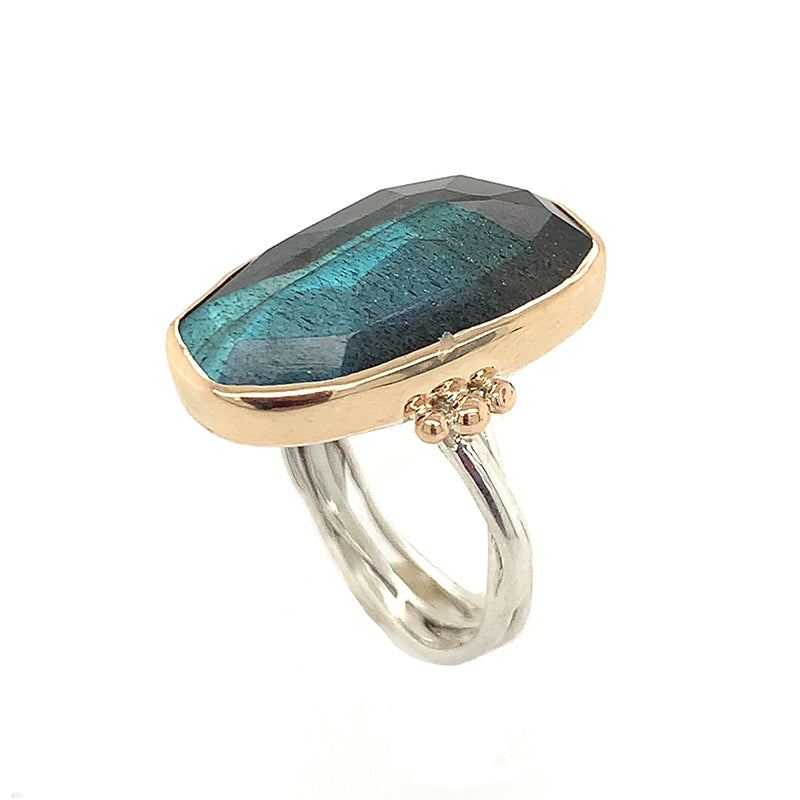 14k + SS Labradorite Ring