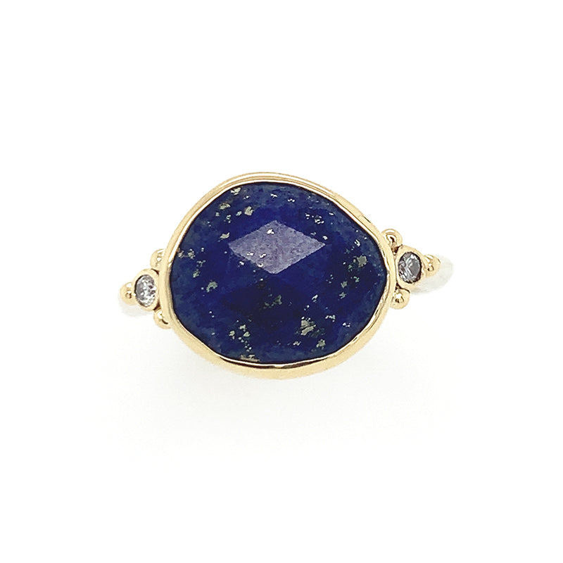 Lapis Ring with Diamonds