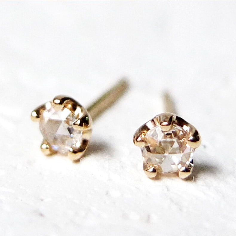 14K Large Rose Cut Diamond Studs