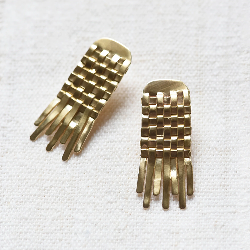 Large Basket Weave Fringe Earrings