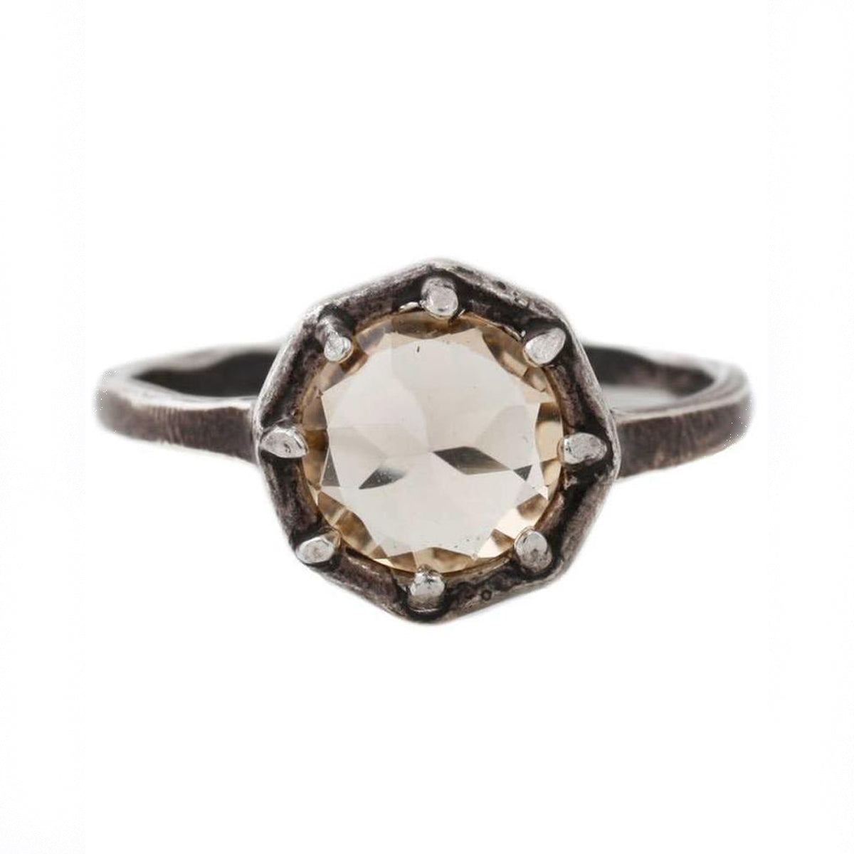 Octagonal Champagne Quartz Ring - KESTREL