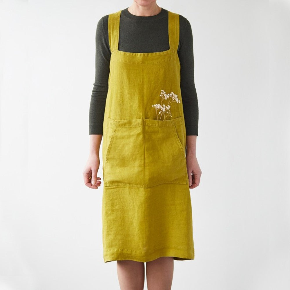 Linen Tales Pinafore Apron - Moss Green