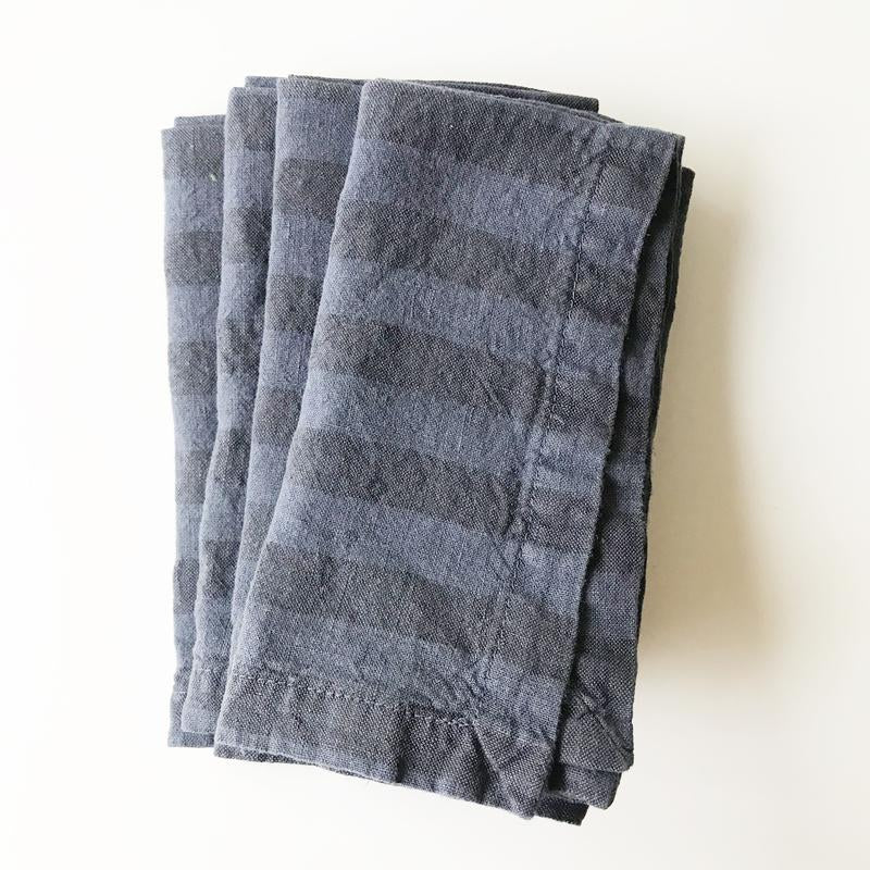 Linen Napkins - Set/2 - Indigo Stripe