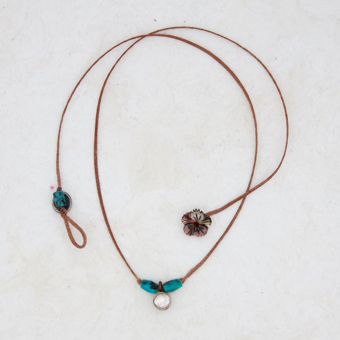Looking Glass Diamond + Turquoise Necklace