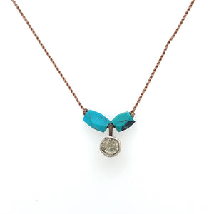 Looking Glass Diamond + Turquoise Necklace
