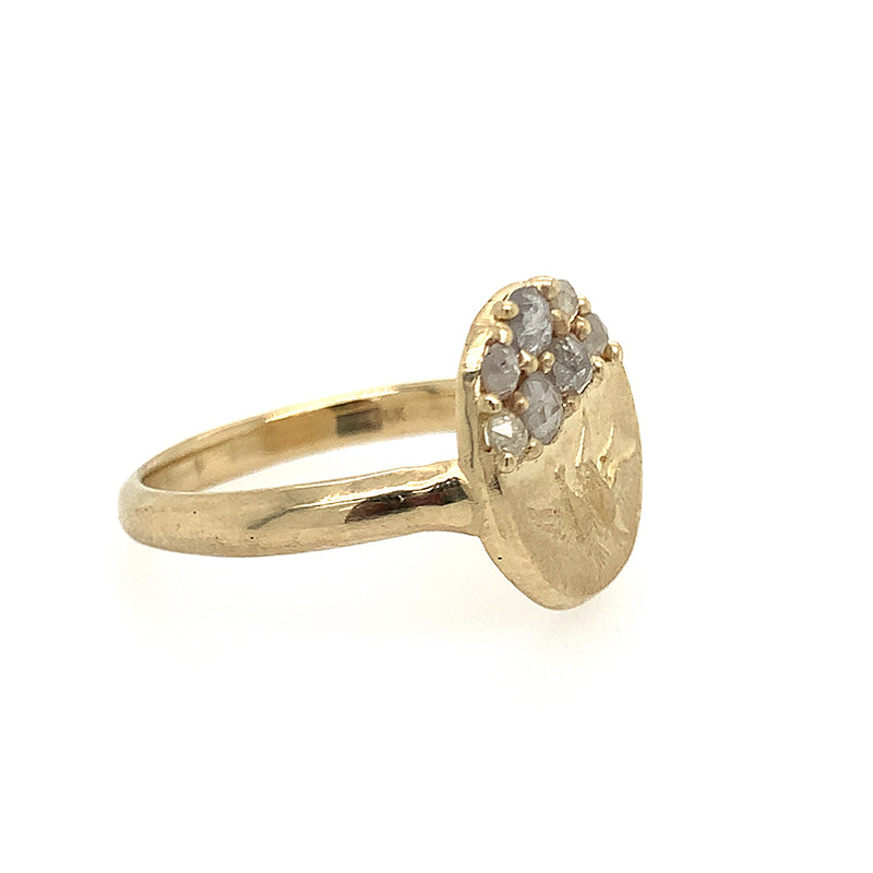 14k Diamond Lovebirds Signet Ring